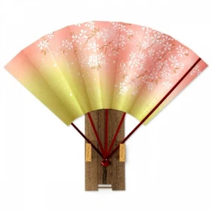 Sensy Japonés Bambú Ventilador Kyoto Artesanía Rosa Sakura Cereza Con / Soporte - Picture 1 of 5