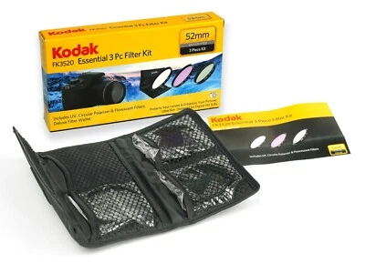 NEW Kodak FK3520 3 Pc Filter Kit - 52mm UV, Polarizer, Florescent - w/ Pouch NIB - Image 1 of 4