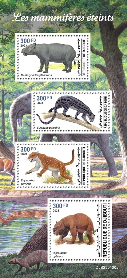 Estampillas de fauna de mamíferos extintos MNH 2023 Djibouti M/S Foto 1 de 1