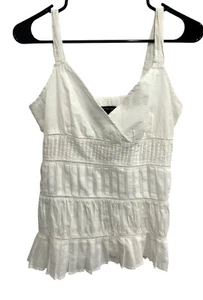 Calvin Klein Jeans White Cotton Sleeveless Top Lace Details Sz S Y2K Babydoll - Picture 1 of 10