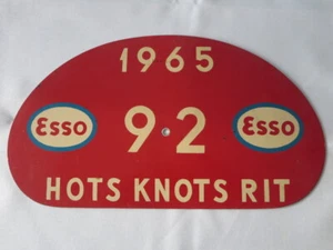 1965 Hots Knots Rit Holland Car Rally Participant Plate Esso Advertising #92 - Picture 1 of 4