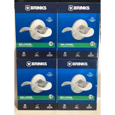 Brinks Non-Locking Hall & Closet Heavy Duty Satin Nickel 4 Pack Brand New Sealed Foto 1 de 3