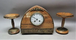 Fine Large FRENCH ART DECO Clock Garniture w/ Rare Sienna Marble,  circa 1920s - Picture 1 of 11