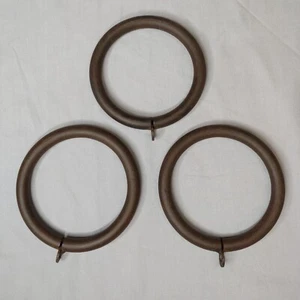 Lot of 3 Cast Iron Drapery Curtain Rings DARK Brown Finish Large 4.5" JS - Picture 1 of 7