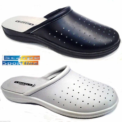 PANTOFOLE CIABATTE SANITARIE BLU BIANCO DOTTORE UOMO   Made in Italy - Image 1 of 3