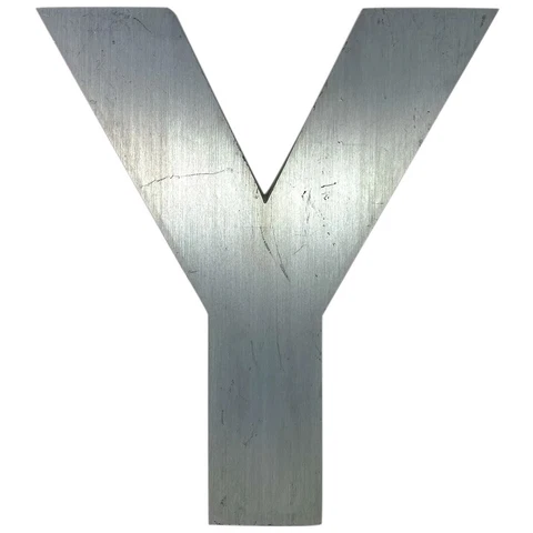 Vintage American Spanjer Brothers Brushed Aluminum Letter Y Building Sign c.1950 Cover