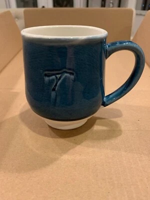 Taza inicial monograma moteado reactivo azul etiqueta letra T taza café té  Foto 1 de 3