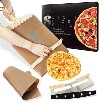 Cáscara de pizza deslizante, cáscara de pizza 12 pulgadas, paleta deslizante antiadherente para pizza Foto 1 de 4