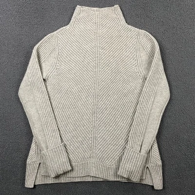 Suéter Vince Mujer Pequeño Lana Cachemira Grueso Tejido Cuello Simulado Pullover Gris Foto 1 de 4