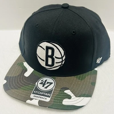 '47 Brand Brooklyn Nets Canteen Captain Snapback Hat Cap Adjustable Black Camo - Image 1 of 4