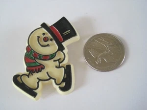 Hallmark Snowman Skating Pin Plastic Vintage - Picture 1 of 3