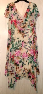 Signature by Robbie Bee Kleid PLUS 16W elfenbeinfarben bunt Blumen Haifischbiss Saum neu mit Etikett - Bild 1 von 7
