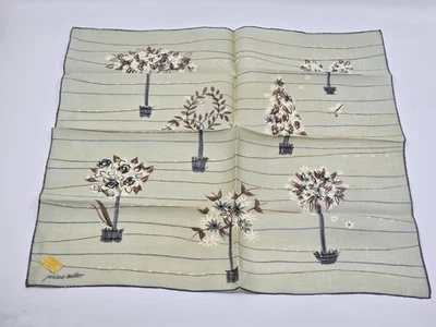 Floral Tree Jeanne Miller Design Kimball Hankie Handkerchief Linen Kimball 15" - Image 1 of 4