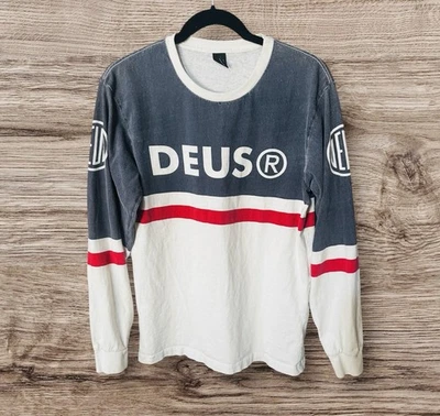 Deus Ex Machina Long Sleeve Shirt Mens Size M Navy White  Surf Moto - Image 1 of 4