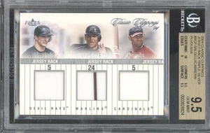 2004 Classic Triple Silver Baldelli Pujols Cabrera 10/34 Jersey Gem Mint BGS 9.5 - Picture 1 of 2