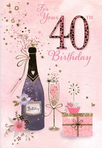 AGED 40 'FOR YOUR 4OTH BIRTHDAY' GREETINGS CARD AND MATCHING ENVELOPE 5" X 7" - Picture 1 of 3