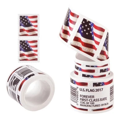 5 ROLLS OF 100 FOREVER STAMPS 2017 $390 VALUE (500 STAMPS) - Image 1 of 2