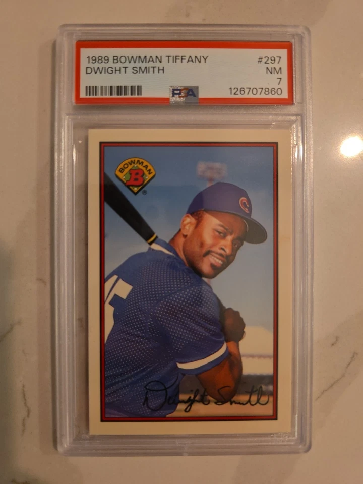 1989 Bowman Tiffany Dwight Smith Baseball Card #297 Psa Graded 7 NM New Case - Image 1 of 2