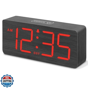 DreamSky Wooden Digital Alarm Clock for Bedroom - Desk Clocks for Living Room - Picture 1 of 5