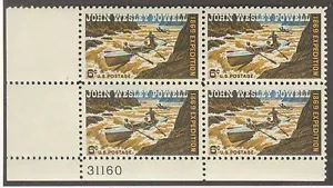 US USA Sc# 1374 MNH FVF Plate # Block John Powell Geologist Boat Colorado River - Picture 1 of 1