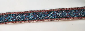 Metallic embroidered ribbon 3.5 yards Blue/Red/Gold 13/16" wide Italian Renissan - Picture 1 of 3