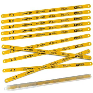 Replacement Hacksaw Blades (10 Pack) 18 TPI Bi-Metal HSS 12" - Picture 1 of 6