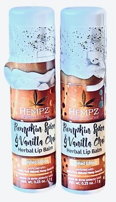 2 nuevos bálsamos labiales herbales Hempz ultra hidratantes calabaza especias y vainilla chai 0,25 oz Foto 1 de 4