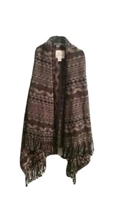 Bob Timberlake aztec fringe vest size small black brown shawl collar open front - Picture 1 of 4