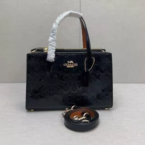 COACH Nina Small Tote Bag Signature Patent leather Black CV400 Outlet New - Picture 1 of 8