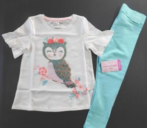 Tommy Bahama & Cynthia Rowley Girl T-Shirt Leggings White Blue 3D SIZE XS/4 NEW - Picture 1 of 8