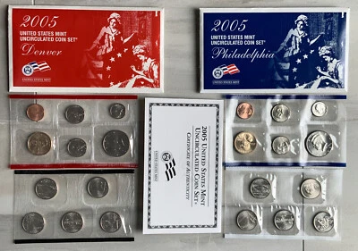 2005 Mint Set Original Envelope 22 Brilliant Uncirculated US Coins w. COA - Image 1 of 4