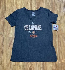Huston Texas Astros T Shirt Gray 2017 MLB Championship Short Sleeve Women’s M - Picture 1 of 6