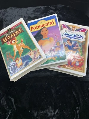 Lot of 3 Bambi, Snow White, Pocahontas  Walt Disney's Masterpiece Video VHS Foto 1 de 4