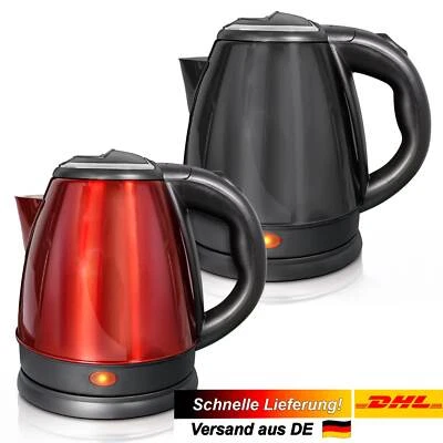 EASY TO ENJOY LIFE 1,2L Edelstahl Wasserkocher Kettle mit Abschaltautomatik 360° Basis Rot, Schwarz