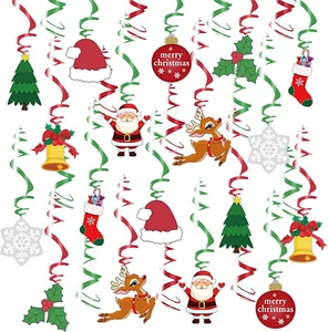 30x Christmas Swirl Decorations Christmas Hanging Foil Set - New - Picture 1 of 5