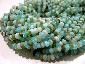 Cuentas facetadas rondelle ópalo peruano natural 4 mm hilo 13 pulgadas al por mayor - Imagen 1 de 6