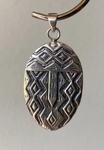 Vintage Ethnic Tribal Mask Silver Sterling 925 Charm Pendant - Picture 1 of 4