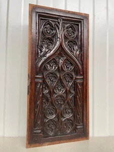 2025 SALE !!!! A Stunning Gothic panel carved in wood 1 of 4 - Picture 1 of 15