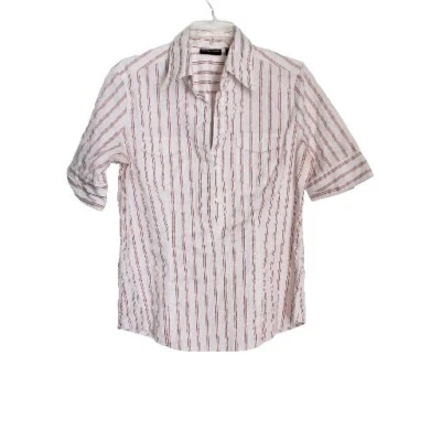 Blusa para mujer New York & Co talla L blanca y roja a rayas mangas cortas elástica  Foto 1 de 4