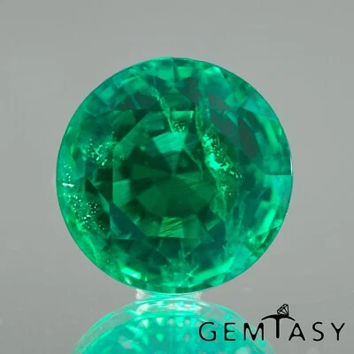 Cut stone - Emerald Colombian hydrothermal lab grown, 10mm 4.0ct - Image 1 of 4