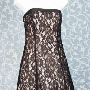 Zum Zum party dress size 5/6 strapless lace black tan sequin midi dress - Picture 1 of 12