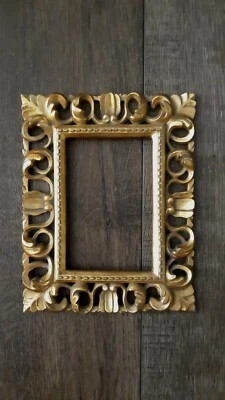 Ornate Heavy Hollywood Regency Style Gilt Picture Frame Wall Decor - Image 1 of 4