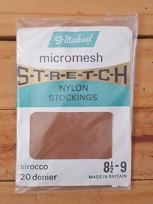 Vintage St Michael Micromesh Stretch Seamfree Nylon Stockings 1960 - 9 Sirocco - Image 1 of 2