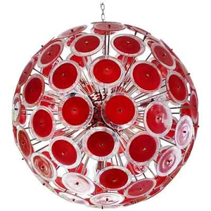 Vistosi Murano Acrylic Red Sputnik Chandelier Mid Century Modern Ceiling Light. - Picture 1 of 6