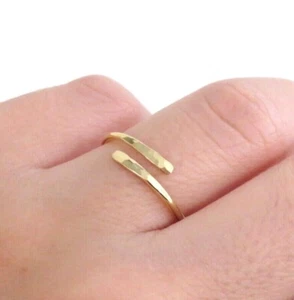 Gold Wrap Ring, Gold Fill Ring, Dainty Gold Ring, Gold Stack Ring, Hammered Ring - Picture 1 of 5