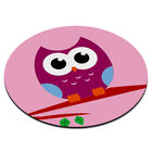 Owl in the Tree Purple Round PC Computer Mouse Pad - Bird Pink Cute