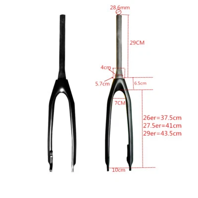 Mountain Bike Carbon Fiber Fork 26/27.5/29er Bicycle Rigid Tapered Forks 1-1/8" - Image 1 of 4