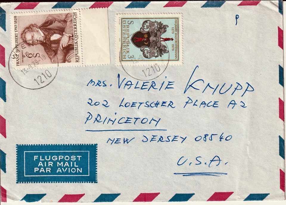 1979 Austria Air Mail Cover Envelope Rottenmann Town Crest Stamps To USA - Image 1 of 2
