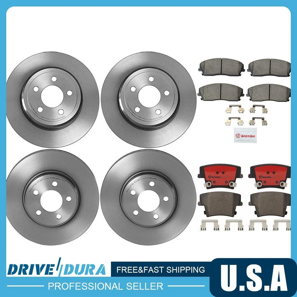 Rotores de freno de disco delanteros y traseros Brembo pastillas de freno de cerámica para Dodge Challenger Foto 1 de 4