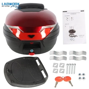 Red Motor Trunk Scooter Tour Tail Box Luggage Top Lock Storage Carrier Case 32L - Picture 1 of 9
